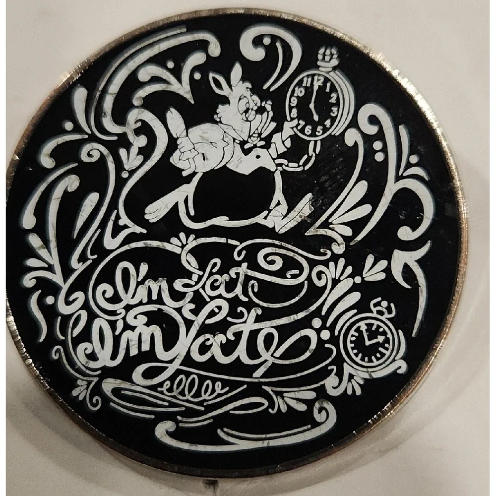 Disney Pin Alice In Wonderland White Rabbit‎ I'm Late Black & White 00009